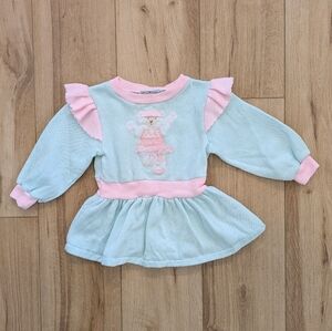 Vintage Pastel Ballet Bear Frilly Sweater